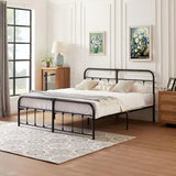 76.7” King Size Heavy Duty Metal Platform Bed Frame with Headboard & Under-Bed Storage