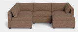 Albany Park - Kova Box Cushion L-Shape Sectional Sofa w/Storage Ottoman 122” x 79” Mocha