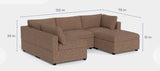 Albany Park - Kova Box Cushion L-Shape Sectional Sofa w/Storage Ottoman 122” x 79” Mocha