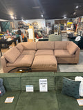 Albany Park - Kova Box Cushion L-Shape Sectional Sofa w/Storage Ottoman 122” x 79” Mocha