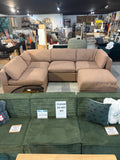 Albany Park - Kova Box Cushion L-Shape Sectional Sofa w/Storage Ottoman 122” x 79” Mocha