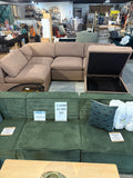 Albany Park - Kova Box Cushion L-Shape Sectional Sofa w/Storage Ottoman 122” x 79” Mocha