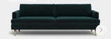 Albany Park Lido 74” Mid-Century Modern Upholstered Sofa with Brass Legs, Dark Green