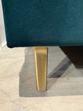 Albany Park Lido 74” Mid-Century Modern Upholstered Sofa with Brass Legs, Dark Green