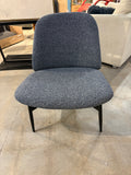 Modern Blue & White Upholstered Accent Lounge Chair with Black Metal Legs Armless Side Chair