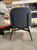 Modern Blue & White Upholstered Accent Lounge Chair with Black Metal Legs Armless Side Chair
