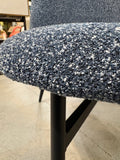Modern Blue & White Upholstered Accent Lounge Chair with Black Metal Legs Armless Side Chair