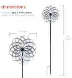 Alpine 58” Metal Garden Wind Spinner Yard Stake, 15” Decorative Outdoor Spinner