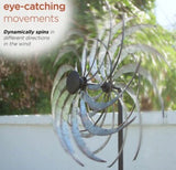 Alpine 58” Metal Garden Wind Spinner Yard Stake, 15” Decorative Outdoor Spinner