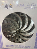 Alpine 58” Metal Garden Wind Spinner Yard Stake, 15” Decorative Outdoor Spinner