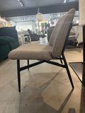 Modern Brown & White Upholstered Accent Lounge Chair with Black Metal Legs Armless Side Chair