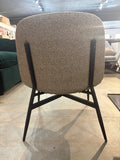 Modern Brown & White Upholstered Accent Lounge Chair with Black Metal Legs Armless Side Chair