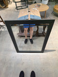 Abrie Contemporary Framed Wall Mirror with Mirror Inlay - Dark Grey