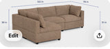 Albany Park - Kova Box Cushion L-Shape Sectional Sofa 122” x 79” Hazelnut