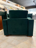 Modern Deep Green Oversized Armchair 40”W x 39.5”L x 34”H with Wide Arms & Wood Feet