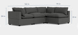 Albany Park Kova Pillow Cushion L-Shape Sectional Sofa 122”L-Licorice