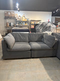 86” Gray Modular Deep Seat Sofa Couch with Oversized Cushions and Wide Arms