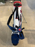 BIG MAX Golf Stand Bag White Navy & Red Lightweight Carry Bag with Dual Shoulder Straps
