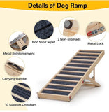 55” Adjustable Wooden Dog & Pet Ramp Folding Non-Slip Ramp – 176 lb Capacity