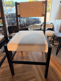 Set of 2 – 35” Woven Seagrass Dining Chairs with Cream Upholstered Seats & Black Wood Frames