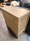 Fully Assembled - 31.5” Natural Wood 3-Drawer Dresser Chest with Gold Knobs – Bedroom Storage Cabinet