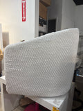 31”L x 30”H White Plush Barrel Swivel Accent Chair with Diamond Textured Upholstery