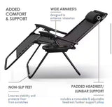 Black Zero Gravity Chair, Metal Outdoor Lawn Chair with Pillow & Cup Holder Tray