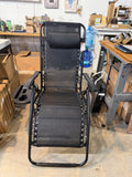 Black Zero Gravity Chair, Metal Outdoor Lawn Chair with Pillow & Cup Holder Tray