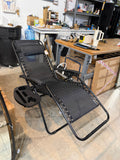 Black Zero Gravity Chair, Metal Outdoor Lawn Chair with Pillow & Cup Holder Tray