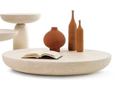 Valyou Wabi Sabi Low Coffee Table 39.3”W x 39.3”D x 6”H – White Modern Statement Table