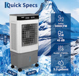 Portable Evaporative Air Cooler with Water Tank – Black