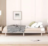 Twin Floating Platform Bed Frame – White Washed Wood – 77.6” x 40.9”