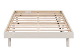 Twin Floating Platform Bed Frame – White Washed Wood – 77.6” x 40.9”