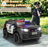 12V Kids Police Ride-On Car with Remote Control, LED Lights & Siren – 43.3” L