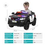 12V Kids Police Ride-On Car with Remote Control, LED Lights & Siren – 43.3” L