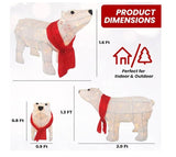 3-Piece Lighted Polar Bear Family Christmas Yard Decoration – 20” with 210 Lights