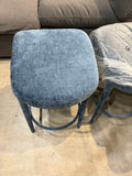 Set of 2 Backless Upholstered Counter Height Stools – Light Blue Padded Seats & Footrests