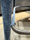 Set of 2 Backless Upholstered Counter Height Stools – Light Blue Padded Seats & Footrests