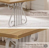 70.9” Modern Rectangular Dining Table for 6–8 – Oak Wood Top & White Metal Frame