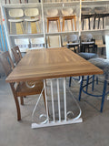 70.9” Modern Rectangular Dining Table for 6–8 – Oak Wood Top & White Metal Frame