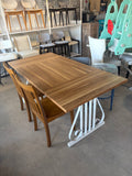 70.9” Modern Rectangular Dining Table for 6–8 – Oak Wood Top & White Metal Frame