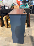 Reduced - 35” Tall Blue Tilt-Out Trash Can Cabinet with Deodorizer, Drawer & Wood Top - marks on side