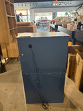 Reduced - 35” Tall Blue Tilt-Out Trash Can Cabinet with Deodorizer, Drawer & Wood Top - marks on side
