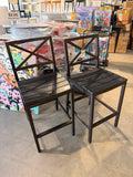 Set of 2 – 26.3” Aluminum Outdoor Bar Stools with Backrest – 350 LB Capacity