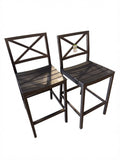 Set of 2 – 26.3” Aluminum Outdoor Bar Stools with Backrest – 350 LB Capacity
