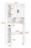 66”H White Over-the-Toilet Bathroom Storage Cabinet with Doors & Adjustable Shelf