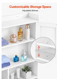 66”H White Over-the-Toilet Bathroom Storage Cabinet with Doors & Adjustable Shelf