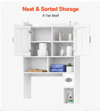 66”H White Over-the-Toilet Bathroom Storage Cabinet with Doors & Adjustable Shelf