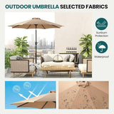 9 ft Brown Aluminum Market Patio Umbrella with Tilt, Crank Lift & UV Protection