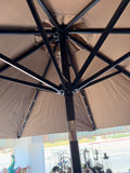 9 ft Brown Aluminum Market Patio Umbrella with Tilt, Crank Lift & UV Protection